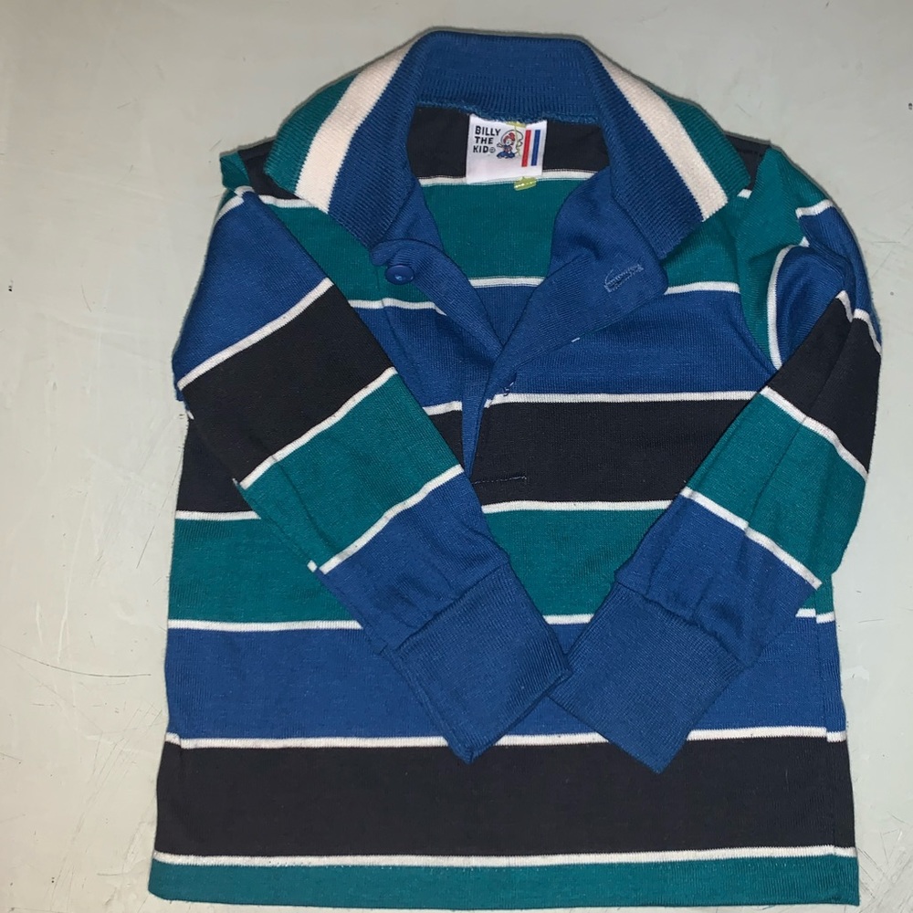 Vintage Billy the kid boys size 3t / 4T shirt blue and black stripes